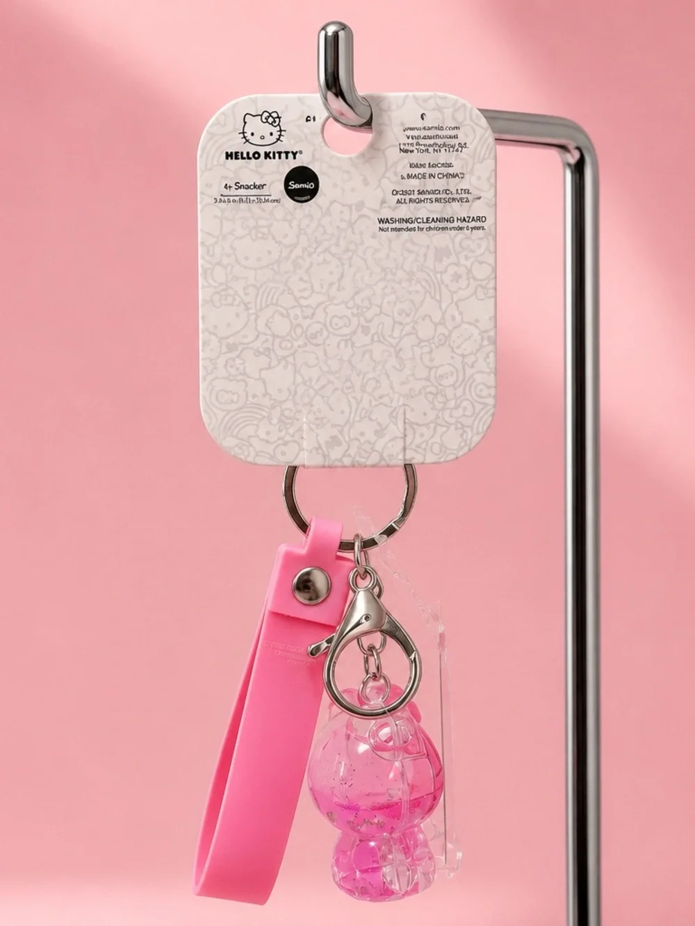 Hello Kitty Pink Keychain Charm with Wrist Strap Sanrio